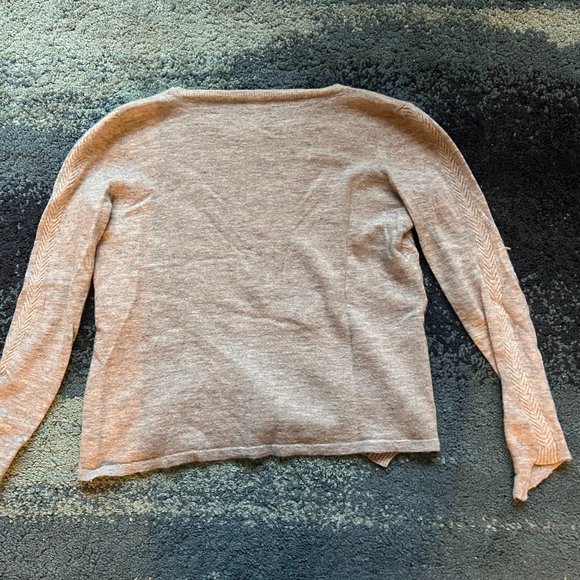 Grey Cashmere Sweater with Herringbone sleeve detail, Small - Picture 6 of 6